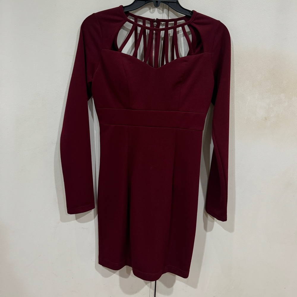 Burgundy Alt B mini dress with cutout detailing size small perfect condition